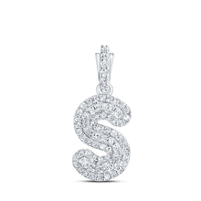 Load image into Gallery viewer, Sparkling Elegance: 10kt White Gold Diamond Initial Pendant Top view from the 10Kt White Gold Womens Round Diamond S Initial Letter Pendant 1 5 Cttwpin216523 collection by Splendid Jewellery