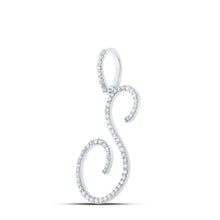 Load image into Gallery viewer, 10kt White Gold Diamond Initial Pendant - Personalized Elegance Side view from the 10Kt White Gold Womens Round Diamond S Initial Letter Pendant 3 8 Cttwpin217051 collection by Splendid Jewellery