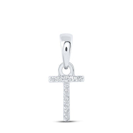 Radiant Reflections: 10kt White Gold Diamond Initial & Letter Pendant Top view from the 10Kt White Gold Womens Round Diamond T Initial Letter Pendant 02 Cttwpin216650 collection by Splendid Jewellery