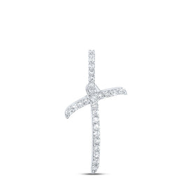 10kt White Gold Diamond T Initial Pendant: Personalized Elegance and Dazzling Brilliance Top view from the 10Kt White Gold Womens Round Diamond T Initial Letter Pendant 1 10 Cttwpin216075 collection by Splendid Jewellery