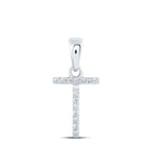 Splendid Jewellery 10kt White Gold Diamond Initial Pendant Top view from the 10Kt White Gold Womens Round Diamond T Initial Letter Pendant 1 20 Cttwpin216304 collection by Splendid Jewellery