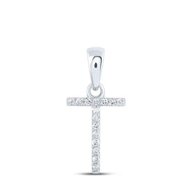 Splendid Jewellery 10kt White Gold Diamond Initial Pendant Top view from the 10Kt White Gold Womens Round Diamond T Initial Letter Pendant 1 20 Cttwpin216304 collection by Splendid Jewellery