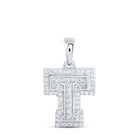 Radiant T Initial Diamond Pendant in 10kt White Gold Top view from the 10Kt White Gold Womens Round Diamond T Initial Letter Pendant 1 5 Cttwpin216208 collection by Splendid Jewellery