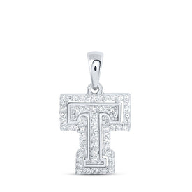 Radiant T Initial Diamond Pendant in 10kt White Gold Top view from the 10Kt White Gold Womens Round Diamond T Initial Letter Pendant 1 5 Cttwpin216208 collection by Splendid Jewellery
