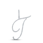 Sparkling Diamond T Initial Pendant in 10kt White Gold Top view from the 10Kt White Gold Womens Round Diamond T Initial Letter Pendant 3 8 Cttwpin217056 collection by Splendid Jewellery