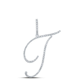 Sparkling Diamond T Initial Pendant in 10kt White Gold Top view from the 10Kt White Gold Womens Round Diamond T Initial Letter Pendant 3 8 Cttwpin217056 collection by Splendid Jewellery