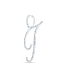 Load image into Gallery viewer, Sparkling Diamond T Initial Pendant in 10kt White Gold Side view from the 10Kt White Gold Womens Round Diamond T Initial Letter Pendant 3 8 Cttwpin217056 collection by Splendid Jewellery