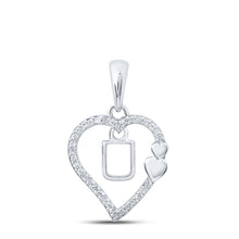 Load image into Gallery viewer, Delicate Love Initial Pendant | 10kt White Gold Womens Round Diamond U Heart Letter Pendant 1/10 Cttw Top view from the 10Kt White Gold Womens Round Diamond U Heart Letter Pendant 1 10 Cttwpin213671 collection by Splendid Jewellery