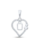 Delicate Love Initial Pendant | 10kt White Gold Womens Round Diamond U Heart Letter Pendant 1/10 Cttw Top view from the 10Kt White Gold Womens Round Diamond U Heart Letter Pendant 1 10 Cttwpin213671 collection by Splendid Jewellery