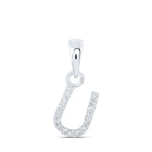 Radiant Reflections: White Gold Diamond Initial Pendant Top view from the 10Kt White Gold Womens Round Diamond U Initial Letter Pendant 03 Cttwpin216655 collection by Splendid Jewellery