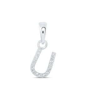 Radiant Reflections: White Gold Diamond Initial Pendant Top view from the 10Kt White Gold Womens Round Diamond U Initial Letter Pendant 03 Cttwpin216655 collection by Splendid Jewellery
