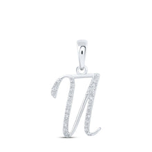 Load image into Gallery viewer, 10kt White Gold Diamond Initial Pendant | Personalized U Letter Pendant with Sparkling Diamonds | Splendid Jewellery Top view from the 10Kt White Gold Womens Round Diamond U Initial Letter Pendant 1 10 Cttwpin216176 collection by Splendid Jewellery