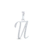 10kt White Gold Diamond Initial Pendant | Personalized U Letter Pendant with Sparkling Diamonds | Splendid Jewellery Top view from the 10Kt White Gold Womens Round Diamond U Initial Letter Pendant 1 10 Cttwpin216176 collection by Splendid Jewellery
