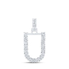Splendid Jewellery 10kt White Gold Diamond U Initial Pendant Top view from the 10Kt White Gold Womens Round Diamond U Initial Letter Pendant 1 10 Cttwpin219194 collection by Splendid Jewellery