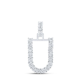Splendid Jewellery 10kt White Gold Diamond U Initial Pendant Top view from the 10Kt White Gold Womens Round Diamond U Initial Letter Pendant 1 10 Cttwpin219194 collection by Splendid Jewellery