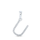 Radiant Reflections: White Gold Diamond Initial Pendant Top view from the 10Kt White Gold Womens Round Diamond U Initial Letter Pendant 1 12 Cttwpin216303 collection by Splendid Jewellery