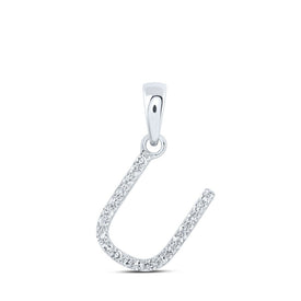 Radiant Reflections: White Gold Diamond Initial Pendant Top view from the 10Kt White Gold Womens Round Diamond U Initial Letter Pendant 1 12 Cttwpin216303 collection by Splendid Jewellery