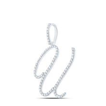 Load image into Gallery viewer, 10kt White Gold Diamond Initial Pendant - Personalized Elegance and Brilliance Side view from the 10Kt White Gold Womens Round Diamond U Initial Letter Pendant 1 2 Cttwpin217047 collection by Splendid Jewellery