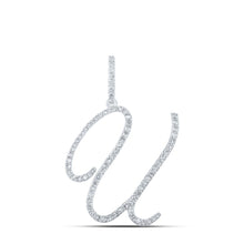 Load image into Gallery viewer, 10kt White Gold Diamond Initial Pendant - Personalized Elegance and Brilliance Top view from the 10Kt White Gold Womens Round Diamond U Initial Letter Pendant 1 2 Cttwpin217047 collection by Splendid Jewellery