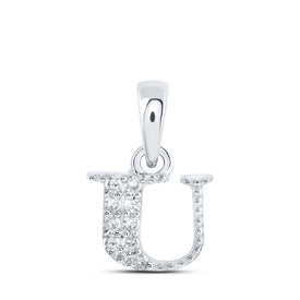 10kt White Gold Diamond Initial & Letter Pendant: A Sparkling Symbol of Uniqueness and Elegance Top view from the 10Kt White Gold Womens Round Diamond U Initial Letter Pendant 1 20 Cttwpin216293 collection by Splendid Jewellery