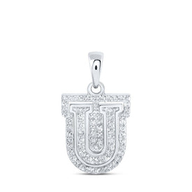 Radiant Diamond U Initial Pendant - Personalized Elegance in 10kt White Gold Top view from the 10Kt White Gold Womens Round Diamond U Initial Letter Pendant 1 5 Cttwpin216209 collection by Splendid Jewellery