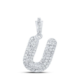 Elegant 10kt White Gold Diamond U Initial Pendant - Personalized Sparkle Top view from the 10Kt White Gold Womens Round Diamond U Initial Letter Pendant 1 5 Cttwpin216526 collection by Splendid Jewellery