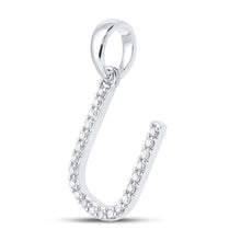 Load image into Gallery viewer, Sparkling Diamond Initial Pendant in 10kt White Gold Side view from the 10Kt White Gold Womens Round Diamond U Initial Letter Pendant 1 6 Cttwpin289254 collection by Splendid Jewellery