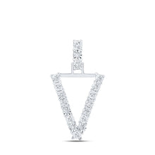 Load image into Gallery viewer, Captivating V Initial Diamond Pendant in 10kt White Gold Top view from the 10Kt White Gold Womens Round Diamond V Initial Letter Pendant 1 10 Cttwpin219191 collection by Splendid Jewellery