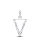 Captivating V Initial Diamond Pendant in 10kt White Gold Top view from the 10Kt White Gold Womens Round Diamond V Initial Letter Pendant 1 10 Cttwpin219191 collection by Splendid Jewellery