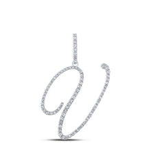 Load image into Gallery viewer, 10kt White Gold Diamond Initial V Pendant | Personalized Elegance Top view from the 10Kt White Gold Womens Round Diamond V Initial Letter Pendant 1 2 Cttwpin217043 collection by Splendid Jewellery