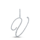 10kt White Gold Diamond Initial V Pendant | Personalized Elegance Top view from the 10Kt White Gold Womens Round Diamond V Initial Letter Pendant 1 2 Cttwpin217043 collection by Splendid Jewellery