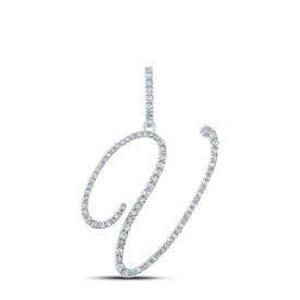 10kt White Gold Diamond Initial V Pendant | Personalized Elegance Top view from the 10Kt White Gold Womens Round Diamond V Initial Letter Pendant 1 2 Cttwpin217043 collection by Splendid Jewellery