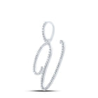 10kt White Gold Diamond Initial V Pendant | Personalized Elegance Side view from the 10Kt White Gold Womens Round Diamond V Initial Letter Pendant 1 2 Cttwpin217043 collection by Splendid Jewellery