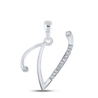 Radiant V Initial Diamond Pendant | 10kt White Gold 1/20 Cttw | Splendid Jewellery Top view from the 10Kt White Gold Womens Round Diamond V Initial Letter Pendant 1 20 Cttwpin282001 collection by Splendid Jewellery