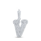 Personalized Diamond Initial Pendant in 10kt White Gold - Elegant and Dazzling Letter Necklace Top view from the 10Kt White Gold Womens Round Diamond V Initial Letter Pendant 1 5 Cttwpin216575 collection by Splendid Jewellery