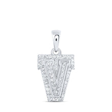 Load image into Gallery viewer, 10kt White Gold Diamond Initial Pendant: A Sparkling Symbol of Personal Connection Top view from the 10Kt White Gold Womens Round Diamond V Initial Letter Pendant 1 6 Cttwpin216222 collection by Splendid Jewellery