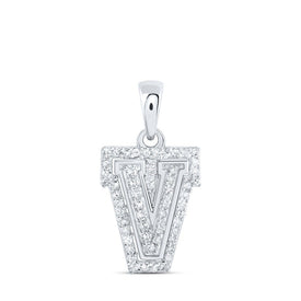 10kt White Gold Diamond Initial Pendant: A Sparkling Symbol of Personal Connection Top view from the 10Kt White Gold Womens Round Diamond V Initial Letter Pendant 1 6 Cttwpin216222 collection by Splendid Jewellery