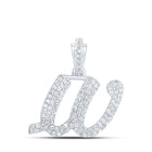 10kt White Gold Diamond Initial Pendant: Personalized Elegance in Motion Top view from the 10Kt White Gold Womens Round Diamond W Cursive Initial Letter Pendant 1 2 Cttwpin216795 collection by Splendid Jewellery
