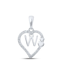 Load image into Gallery viewer, Heartfelt Diamond Initial Pendant Top view from the 10Kt White Gold Womens Round Diamond W Heart Letter Pendant 1 10 Cttwpin213657 collection by Splendid Jewellery