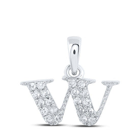 10kt White Gold Diamond Initial & Letter Pendant - Personalized Elegance and Timeless Beauty Top view from the 10Kt White Gold Womens Round Diamond W Initial Letter Pendant 1 10 Cttwpin216265 collection by Splendid Jewellery