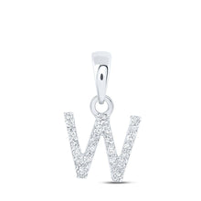 Load image into Gallery viewer, Captivating Diamond Initial &amp; Letter Pendant in 10kt White Gold Top view from the 10Kt White Gold Womens Round Diamond W Initial Letter Pendant 1 20 Cttwpin216656 collection by Splendid Jewellery