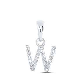 Captivating Diamond Initial & Letter Pendant in 10kt White Gold Top view from the 10Kt White Gold Womens Round Diamond W Initial Letter Pendant 1 20 Cttwpin216656 collection by Splendid Jewellery