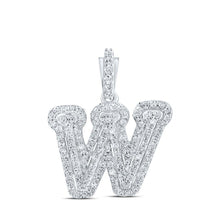 Load image into Gallery viewer, Wondrous White Gold Diamond Initial Pendant Top view from the 10Kt White Gold Womens Round Diamond W Initial Letter Pendant 1 3 Cttwpin216570 collection by Splendid Jewellery