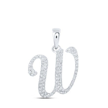 Load image into Gallery viewer, Splendid Jewellery 10kt White Gold Diamond Initial Pendant - Personalized Elegance at Its Finest Top view from the 10Kt White Gold Womens Round Diamond W Initial Letter Pendant 1 5 Cttwpin216958 collection by Splendid Jewellery