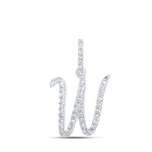 Load image into Gallery viewer, Radiant Reflections: 10kt White Gold Diamond Initial Pendant Top view from the 10Kt White Gold Womens Round Diamond W Initial Letter Pendant 1 6 Cttwpin216055 collection by Splendid Jewellery