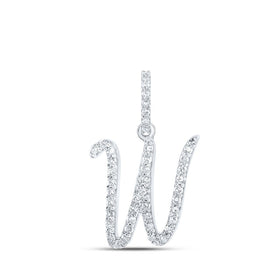 Radiant Reflections: 10kt White Gold Diamond Initial Pendant Top view from the 10Kt White Gold Womens Round Diamond W Initial Letter Pendant 1 6 Cttwpin216055 collection by Splendid Jewellery