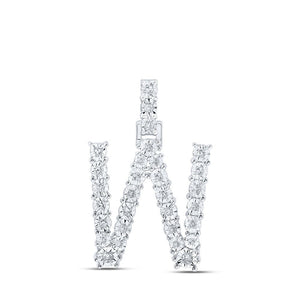 Diamond Initial & Letter Pendant | 10kt White Gold Womens Round Diamond W Initial Letter Pendant 1/6 Cttw | Splendid Jewellery GND