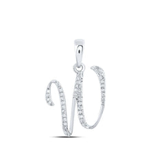 Load image into Gallery viewer, Radiant Reflections: 10kt White Gold Diamond Initial Pendant Top view from the 10Kt White Gold Womens Round Diamond W Initial Letter Pendant 1 8 Cttwpin216158 collection by Splendid Jewellery