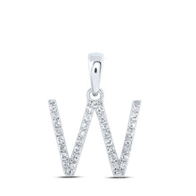Load image into Gallery viewer, 10kt White Gold Diamond Initial Pendant - Personalized Elegance Top view from the 10Kt White Gold Womens Round Diamond W Initial Letter Pendant 1 8 Cttwpin216325 collection by Splendid Jewellery