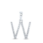 10kt White Gold Diamond Initial Pendant - Personalized Elegance Top view from the 10Kt White Gold Womens Round Diamond W Initial Letter Pendant 1 8 Cttwpin216325 collection by Splendid Jewellery